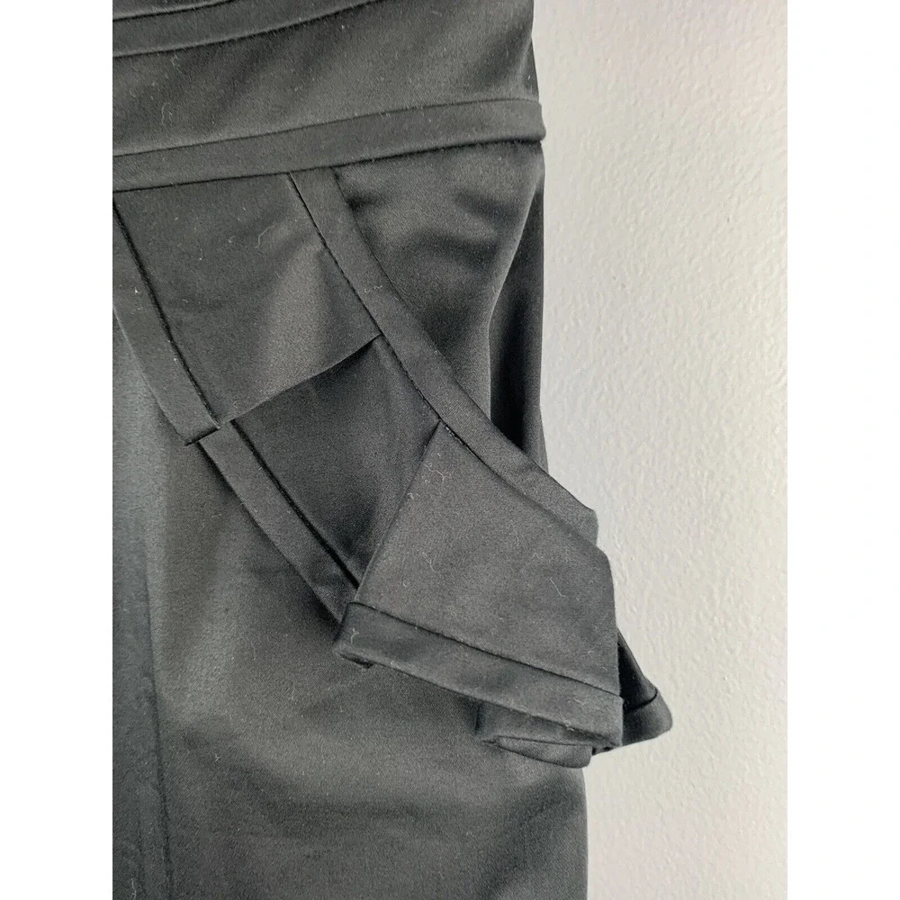 J CREW Strapless Dress Womens 4 Black pockets ruffles Back zip Short Party GNO‎